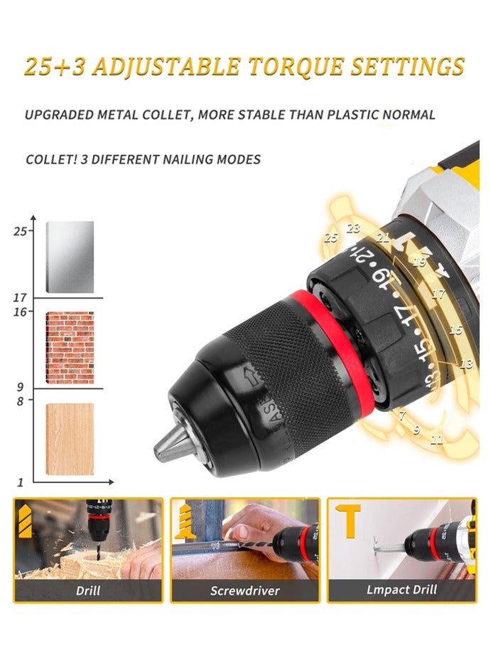 WEMART 48V Drill and Angle Grinder Tool Set,Grinder Tool,Electric Screwdriver,Grinder,Power Tools Drill Set,Tool Kit,With 2*5.0Ah Batteries and Fast Charger - Image 2