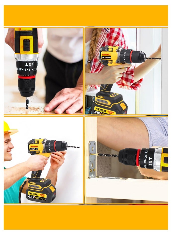 WEMART 48V Drill and Angle Grinder Tool Set,Grinder Tool,Electric Screwdriver,Grinder,Power Tools Drill Set,Tool Kit,With 2*5.0Ah Batteries and Fast Charger - Image 5