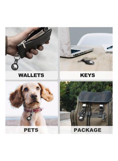 KASTWAVE Air Tag Leather Case, Air Tag Holder with Key Ring Tags Chain, Anti-Scratch Airtag Keychain, Airtag Pet Tag Tracker Cover, Airtag Accessories, Black - 4Pcs  - Image 4