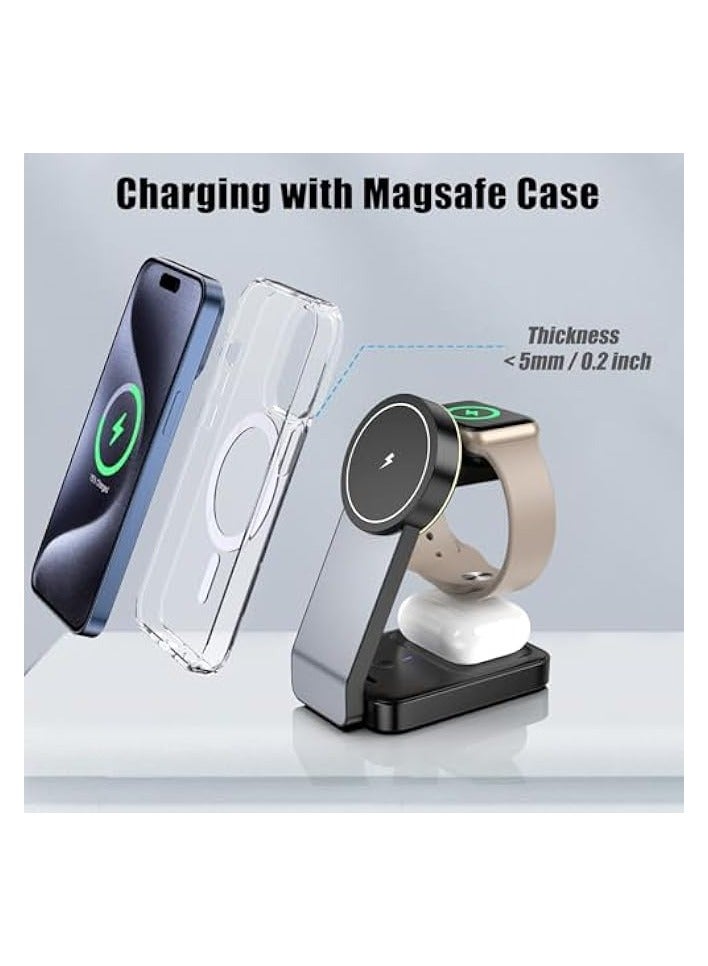 NeotrixQI Magnetic Wireless Charger, Mag Safe Charger Stand, Foldable Wireless Charging Station for iphone 15 14 13 Pro Max, Apple Charging Station for iWatch 9 8, iPhone and Watch Charger Stand for AirPods Pro  - Image 3