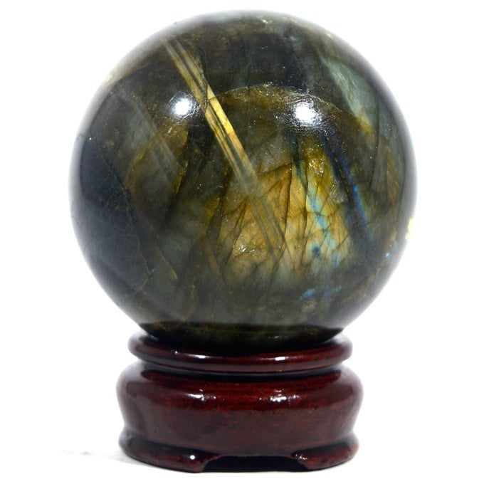 2" AZURE FLASH LABRADORITE SPHERE NATURAL SPECTROLITE MINERAL BALL POLISHED FELDSPAR CRYSTAL STONE - MADAGASCAR
