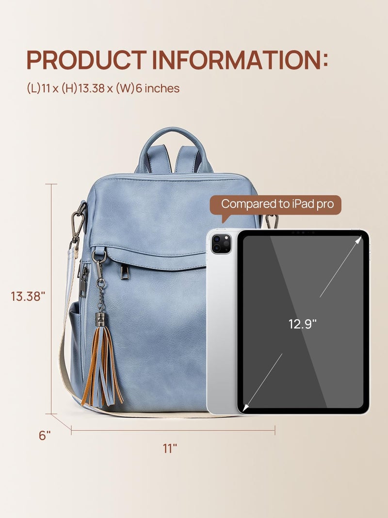 Telena Backpack Purse for Women, PU Leather Anti Theft Travel Purse Shoulder Bags with Tassel - Image 3