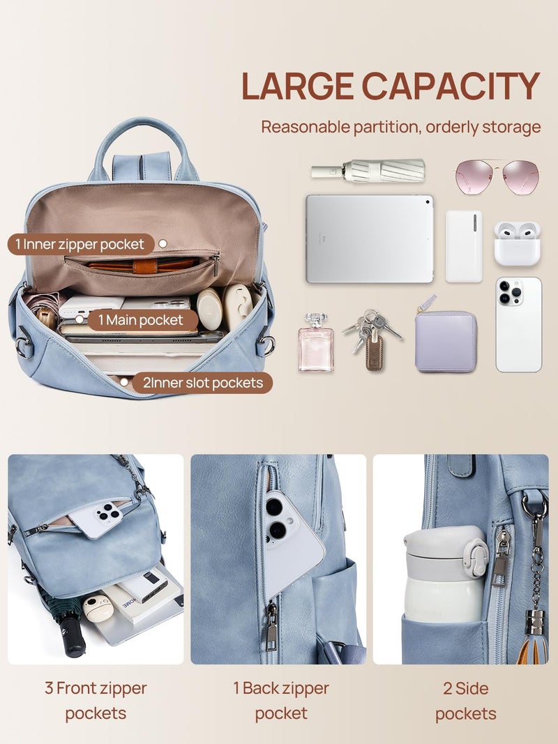 Telena Backpack Purse for Women, PU Leather Anti Theft Travel Purse Shoulder Bags with Tassel - Image 4