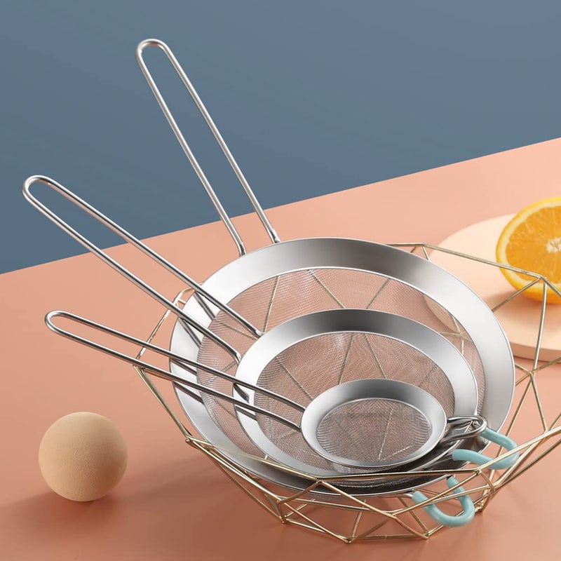 SUNWUKIN 304 Stainless Steel Fine Mesh Strainers for Kitchen, Colander-Skimmer with Handle, Sieve Sifters for Food, Tea, Rice, Oil, Noodles, Fruits, Vegetable - Image 5