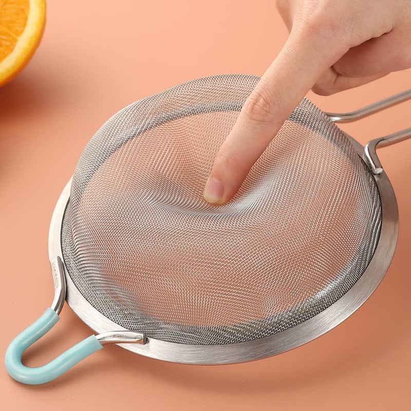 SUNWUKIN 304 Stainless Steel Fine Mesh Strainers for Kitchen, Colander-Skimmer with Handle, Sieve Sifters for Food, Tea, Rice, Oil, Noodles, Fruits, Vegetable - Image 3