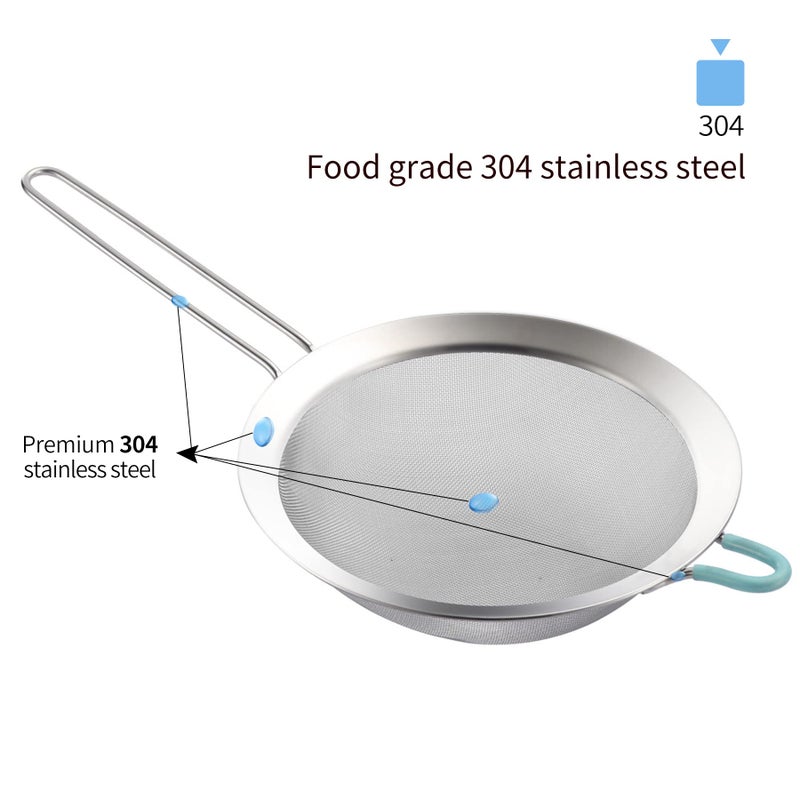 SUNWUKIN 304 Stainless Steel Fine Mesh Strainers for Kitchen, Colander-Skimmer with Handle, Sieve Sifters for Food, Tea, Rice, Oil, Noodles, Fruits, Vegetable - Image 2