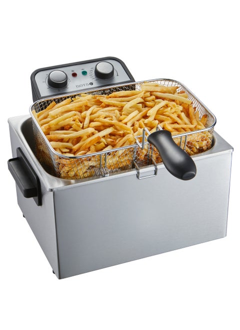 Dots deep fryer with 30-minute timer, 2480-2950W 5.0L deep fryer with basket for home use, with viewing window, electric deep fryer, built-in frying basket and handle-CFD1033T5