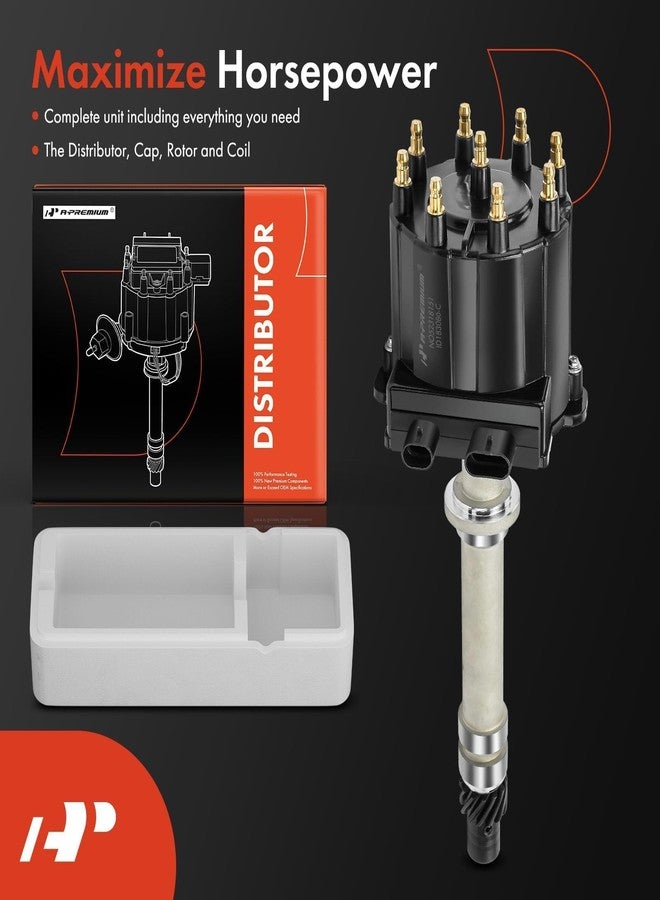 A-Premium Small Block Big Block EFI TBI Distributor Compatible with Chevy GMC Vehicle - V8 5.0L, 5.7L, 7.4L - C/K 1500 2500 Pickup, Camaro, Blazer, Yukon, Jimmy, C60, P30, Tahoe - 1987-1997, Black Cap - Image 2