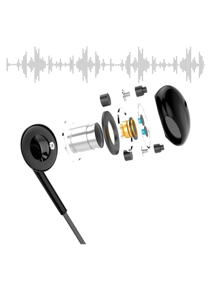 Earphone Super Base Wired 3.5 mm Plug Enhanced Bass Clear Sound Earphones with Built-in Mic for All Smartphone, iPhones, Tablets, Laptops&Computers Black