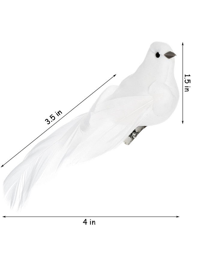 Okllen Okllen 12 Pack Artificial White Birds, Feathered Mini Doves Decor with Clips, White Dove Ornaments for Christmas Tree Home Garden Wedding Party DIY Decoration  - Image 2