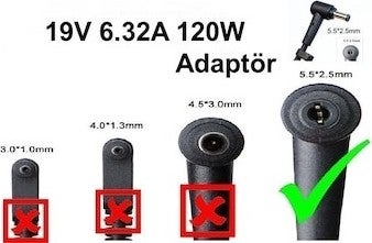 Msı MS-16GA 19V 6.32A 120W 120W Compatible Equivalent Product 2 Years Importer Company Warranty 19V 6.32A Laptop Notebook Charger Charger Adapter 19 Volt 6.32 Ampere - 5.5mm 2.5mm