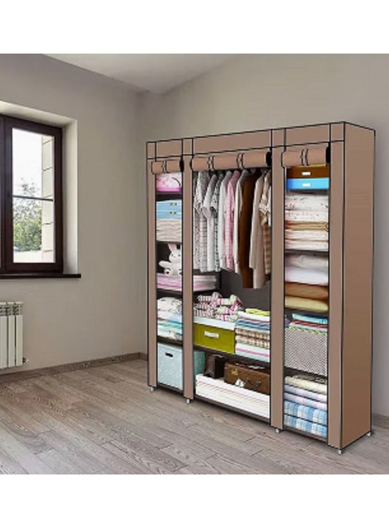 Fabric Wardrobe Organizer Brown 130x45x175cm - Image 2