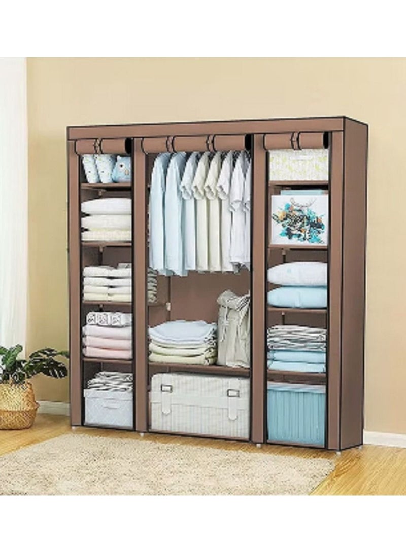Fabric Wardrobe Organizer Brown 130x45x175cm - Image 1