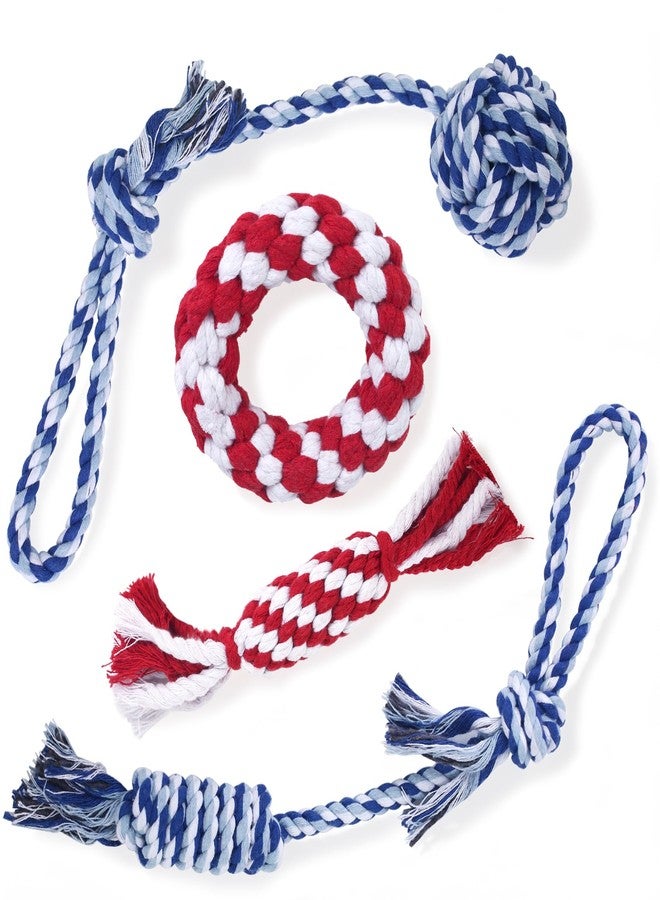 Depets Dog Rope Toys for Small Dogs, 4-Pack Durable Puppy Rope Chew Toys for Teething, Puppy Tug of War Interactive Toy, Washable Knot Dog Toy for Dental Care & Anxiety Relief - Image 1