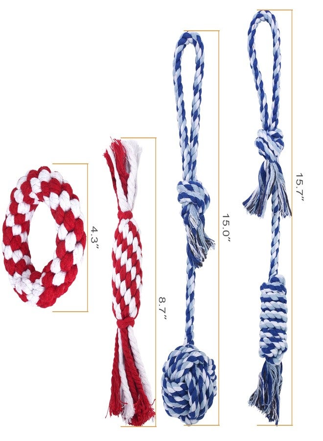 Depets Dog Rope Toys for Small Dogs, 4-Pack Durable Puppy Rope Chew Toys for Teething, Puppy Tug of War Interactive Toy, Washable Knot Dog Toy for Dental Care & Anxiety Relief - Image 3