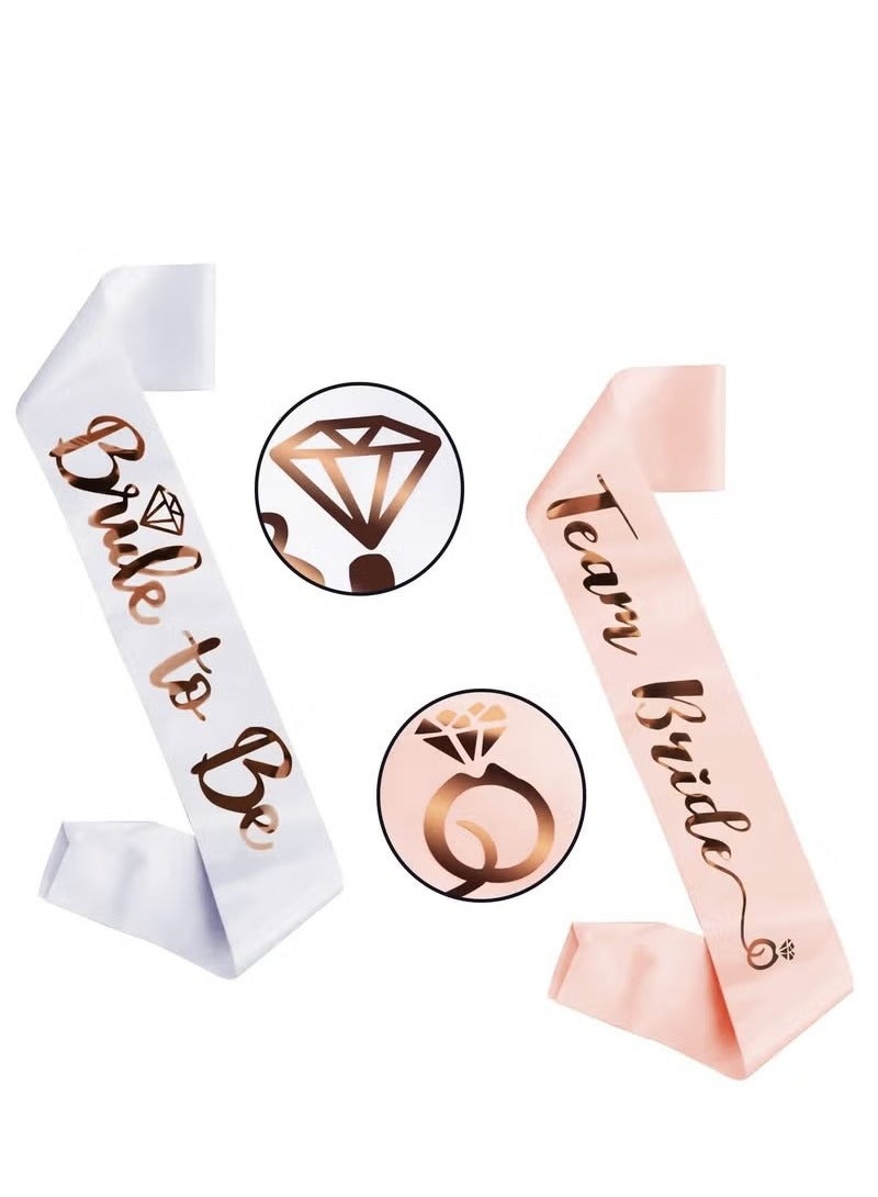 مجموعة وشاح العروس للفريق- 1 وشاح للعروس البيضاء و 6 زنانير عروس للفريق لوازم حفلات العازبة وشاح وصيفة الشرف لحفل الزفاف (7 قطع) - Image 4