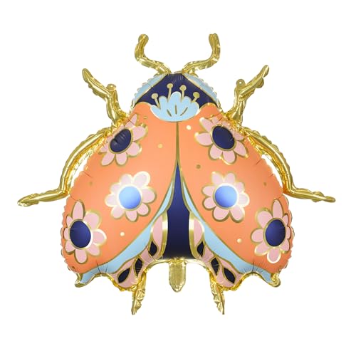 PartyDeco Floral Ladybug Balloon PartyDeco 24 x 275 Inch Animal Insect Foil Mylar Balloons for Kids Party Baby Shower Ladybug Themed Party Birthday Decoration Supplies - Image 1