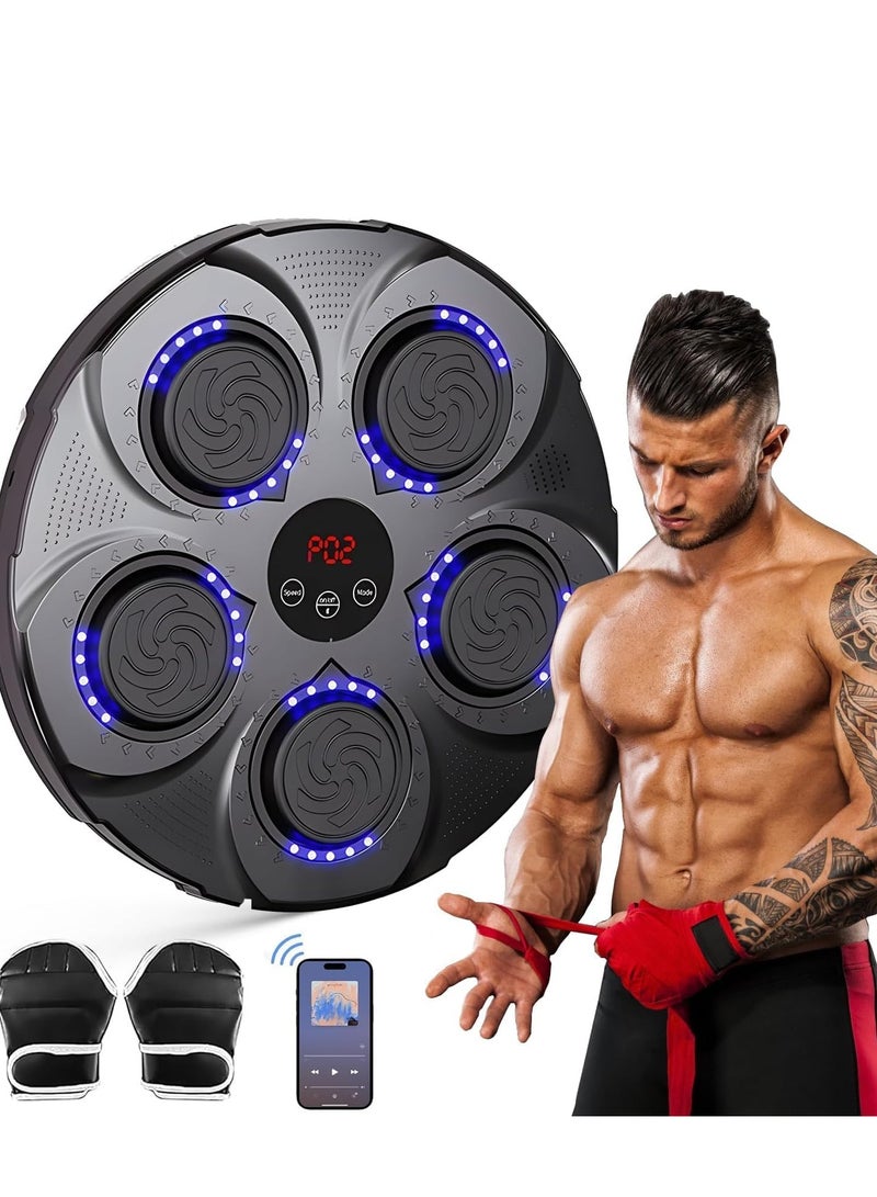 MIXDE Music Boxing Machine, Smart Bluetooth Interactive Wall-Mounted Punching Trainer with Gloves, Home Workout & Agility Training Equipment for Kids and Adults  - Image 1