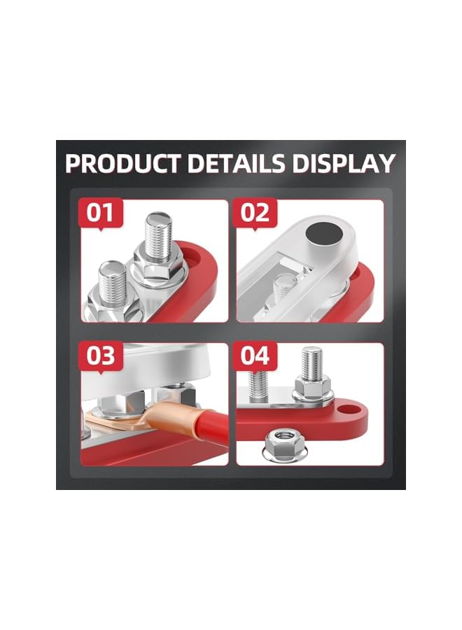 promass 300A Bus Bar Terminal Block, M8 Power Distribution Block with Cover Battery Bus Bar, DC12V‑48V Marine Bus Bar, Terminal Studs for Automotive Car Boat - Image 4