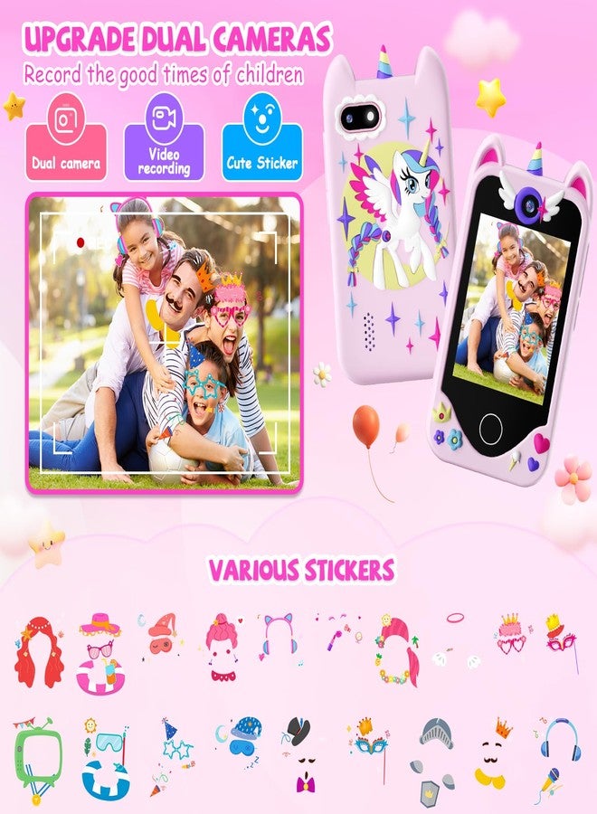 Yosfeng Kids Smart Phone for Girls Gifts - Toddler Birthday Gift for Age 3 4 5 6 Year Old, Kid Mobile Phone Learning Toy with Touchscreen, Dual Cameras, Learning, Music Player, Games with 32 GB Card - Image 4