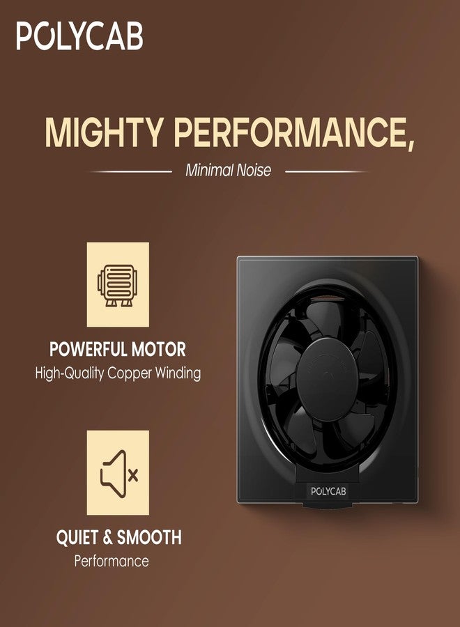 Polycab Freshner Neo 200mm Energy Efficient Exhaust fan for Kitchen, Bathroom | Noiseless, Sleek Design Easy to Clean | High Speed, Powerful Motor, 100% Copper Winding, 2 Year Warranty【Black】 - Image 1