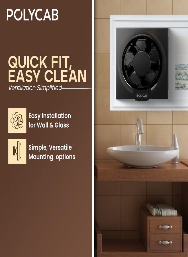 Polycab Freshner Neo 200mm Energy Efficient Exhaust fan for Kitchen, Bathroom | Noiseless, Sleek Design Easy to Clean | High Speed, Powerful Motor, 100% Copper Winding, 2 Year Warranty【Black】 - Image 2