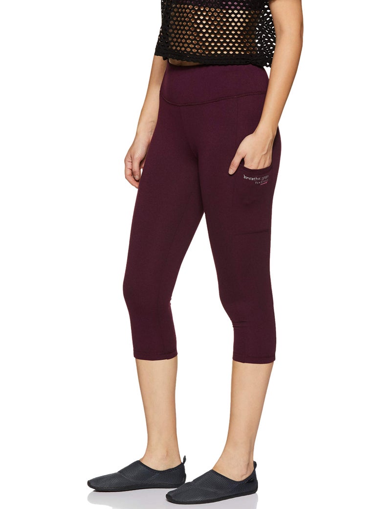 Van Heusen Proactive Women Yoga Capri - Polyester Elastane - Snug Fit, High Stretch, Wicking_88304_Potent Purple_M - Image 2