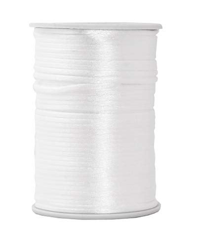 Mandala Crafts Nylon Satin Rattail Cord 2mm White - 100 Yds Chinese Knotting Cord for Bracelet Necklace Jewelry Making Macrame Trim - Image 1