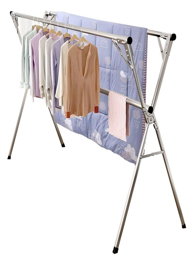 Jolfay Clothes Drying Rack, 79 inch Heavy Duty Stainless Steel Laundry Drying Rack, Foldable &Length Adjustable Space Saving Garment Rack, with 20 Windproof Hooks. - Image 1