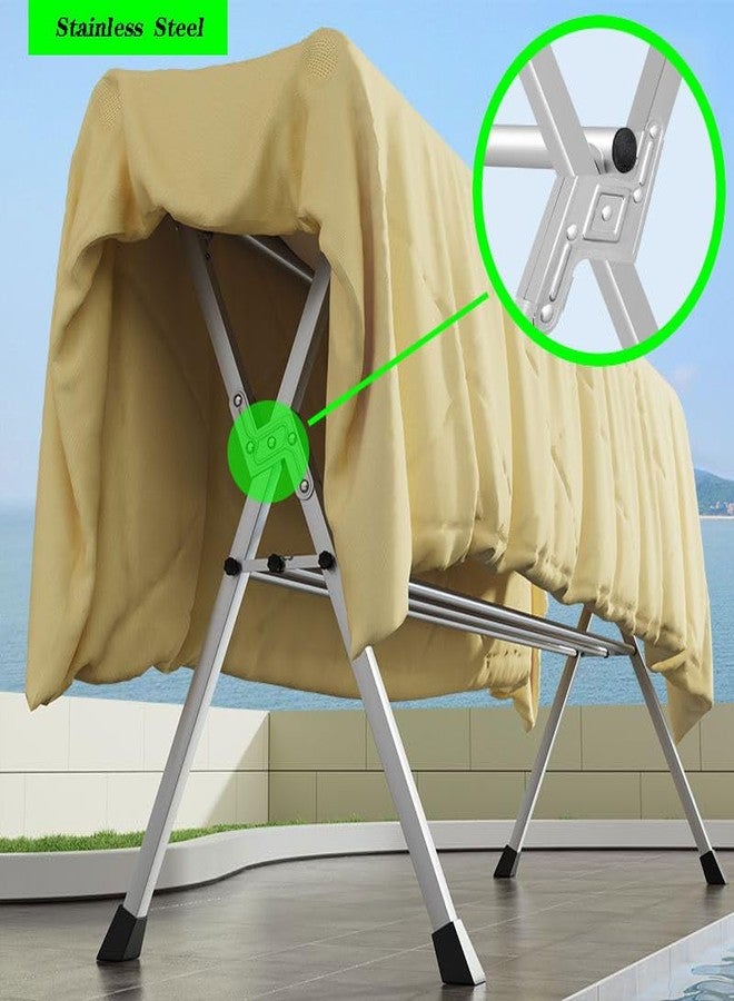 Jolfay Clothes Drying Rack, 79 inch Heavy Duty Stainless Steel Laundry Drying Rack, Foldable &Length Adjustable Space Saving Garment Rack, with 20 Windproof Hooks. - Image 4