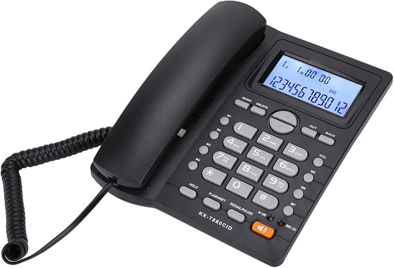 Dual Port Landline Telephone with Caller ID Display Speakerphone for Home Office ABS White Black (Black) - Image 5