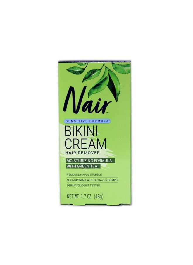 Nair - كريم إزالة الشعر من منطقة البكيني من نير بتركيبة الشاي الأخضر للبشرة الحساسة 1.70 أونصة من نير - Image 1