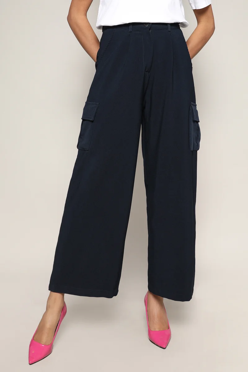 كامبوس سوترا بنطلون كارغو نسائي واسع كحلي