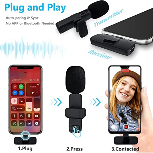 Careflection 2 in 1 K8 Wireless Microphone, Digital Mini Portable Recording Clip Mic with Receiver for All Type-C Lightning Mobile Phones Camera Laptop for Vlogging YouTube Online Class, Zoom Call - Image 2