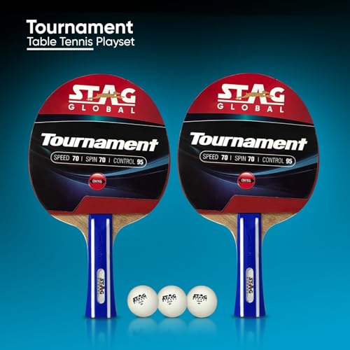 STAG GLOBAL Tournament Table Tennis Playset with 2 Rackets | 3 Seam Balls | Speed 70 | Spin 70 | Control 95 (Tournament PLAYSET) - Image 3