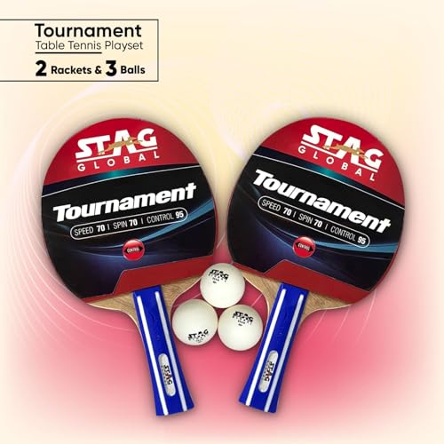 STAG GLOBAL Tournament Table Tennis Playset with 2 Rackets | 3 Seam Balls | Speed 70 | Spin 70 | Control 95 (Tournament PLAYSET) - Image 5