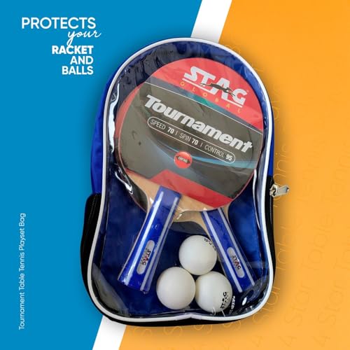 STAG GLOBAL Tournament Table Tennis Playset with 2 Rackets | 3 Seam Balls | Speed 70 | Spin 70 | Control 95 (Tournament PLAYSET) - Image 2