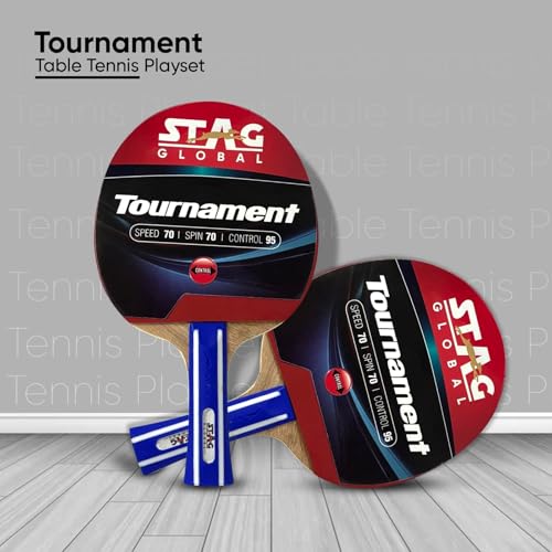 STAG GLOBAL Tournament Table Tennis Playset with 2 Rackets | 3 Seam Balls | Speed 70 | Spin 70 | Control 95 (Tournament PLAYSET) - Image 4