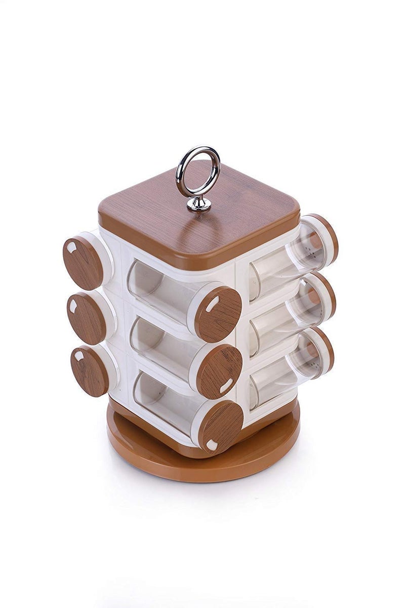 Ladila Jar Revolving Spice Rack Stand Condiment Holder Plastic Seasoning Bottle Kitchen Food Container Rotating Spices Storage Box 12 Spice Rack - Image 4