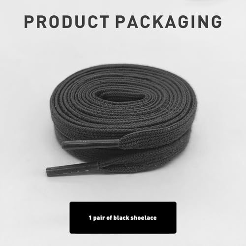 UamGlsob Poly Cotton Shoelaces for Samba Classic/Spezial/SL Sneakers, 8mm Flat Durable, Soft, Retro Style, Multiple Colors and Lengths (Black, 54"/140cm) - Image 2