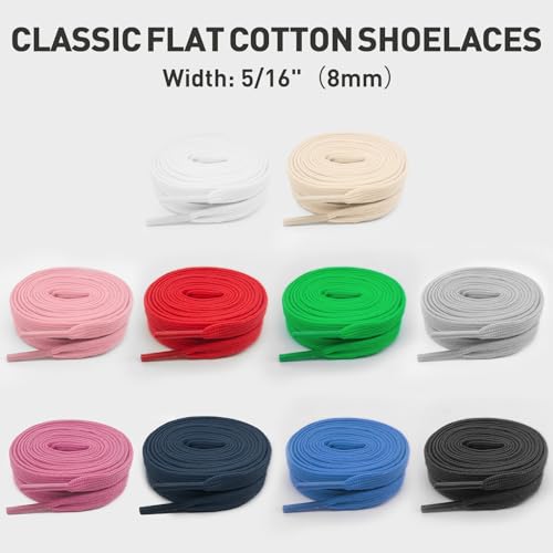 UamGlsob Poly Cotton Shoelaces for Samba Classic/Spezial/SL Sneakers, 8mm Flat Durable, Soft, Retro Style, Multiple Colors and Lengths (Black, 54"/140cm) - Image 4