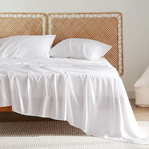 Bedsure Bedsure Queen Sheet Set Cooling Sheets for Queen Size Bed Set Rayon Derived from Bamboo Breathable  Soft Deep Pocket Up to 16 Inches Hotel Luxury Silky Bedding Bedsheet  Pillowcases White 