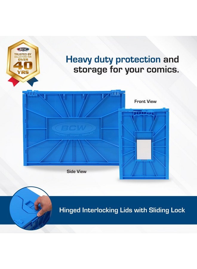 BCW BCW Short Comic Book Bin | Holds 150 Comics | Stackable Plastic Storage | Acid-Free Organizer | Blue, Single  - Image 2