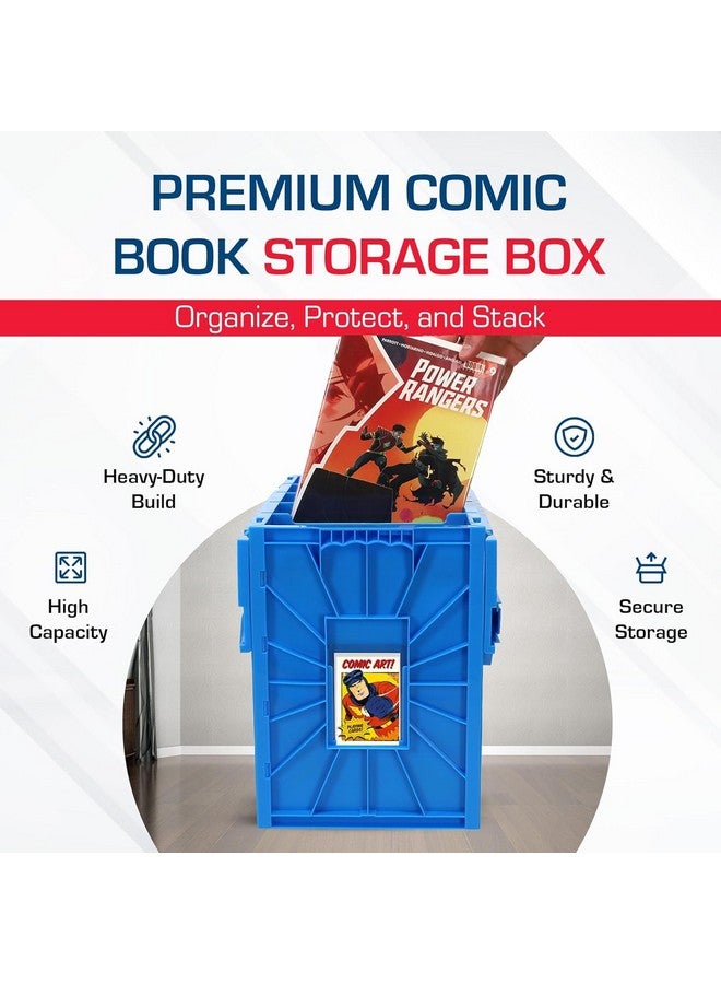 BCW BCW Short Comic Book Bin | Holds 150 Comics | Stackable Plastic Storage | Acid-Free Organizer | Blue, Single  - Image 5