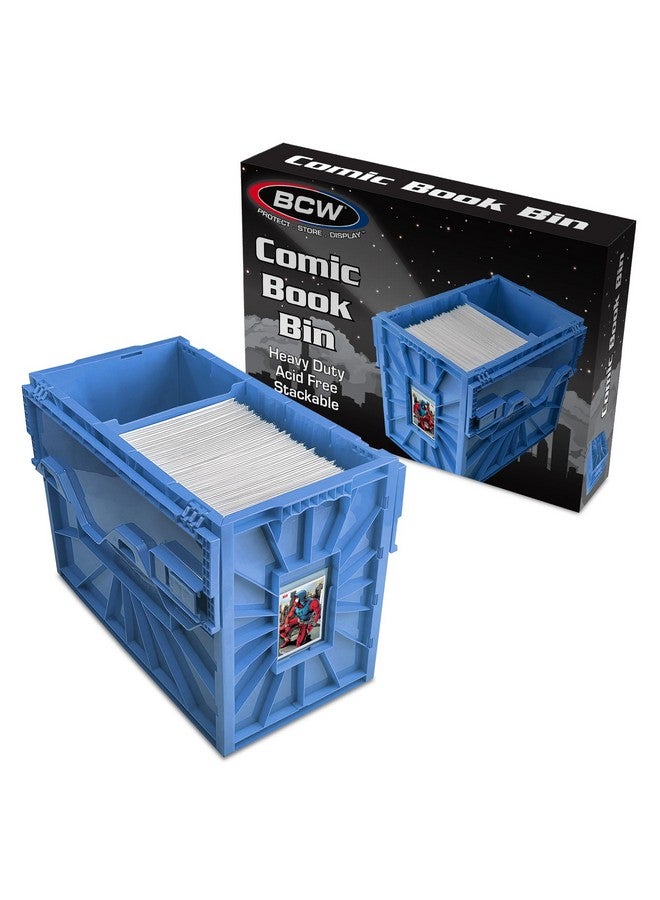 BCW BCW Short Comic Book Bin | Holds 150 Comics | Stackable Plastic Storage | Acid-Free Organizer | Blue, Single  - Image 1