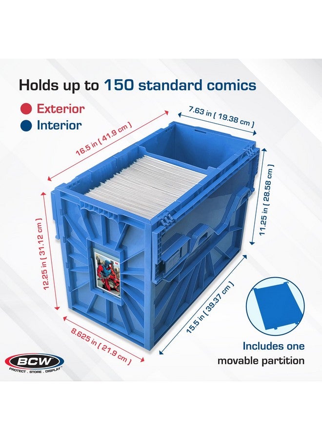 BCW BCW Short Comic Book Bin | Holds 150 Comics | Stackable Plastic Storage | Acid-Free Organizer | Blue, Single  - Image 3