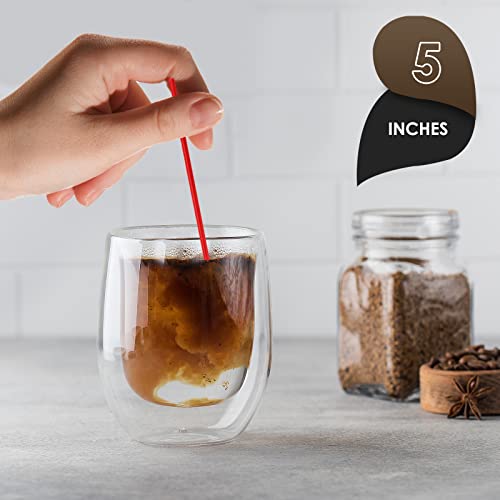 PAMI Disposable 5in Plastic Sip Stirrers/Straws, Value Pack of 1000 Stirring Sticks for Hot & Cold Drinks, Cocktail & Coffee Bar Stir Straws (Red One Size) - Image 3
