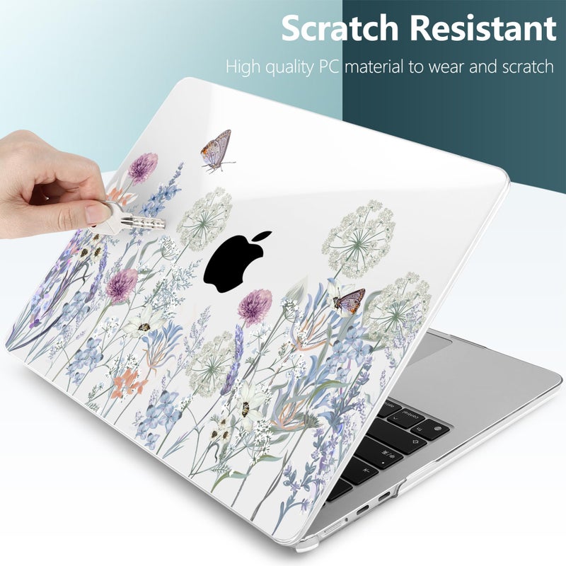 TWOLSKOO for MacBook Air 13 inch Case M4 A3240 M3 A3113 M2 A2681 2025 2024 2022 Plastic Hard Shell, Keyboard Cover, Type C Adapter, Screen Protector for MacBook Air 13.6 inch, Dandelions - Image 5
