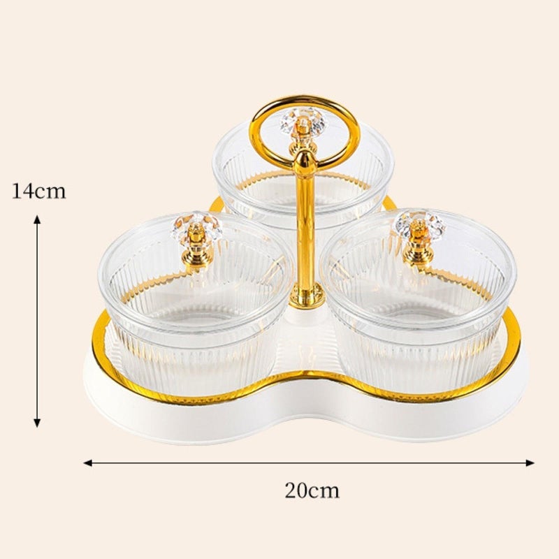 Cream White 3 Grid Divided Serving Tray With Lid For Dried Fruit Nuts Candy Multipurpose Dustproof - Image 4
