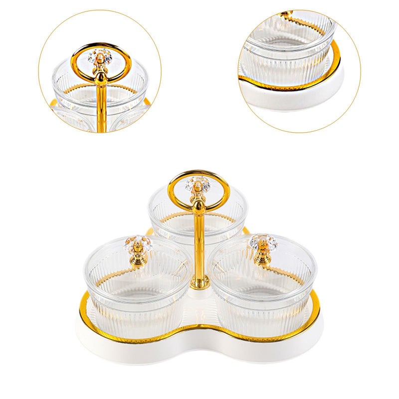Cream White 3 Grid Divided Serving Tray With Lid For Dried Fruit Nuts Candy Multipurpose Dustproof - Image 5